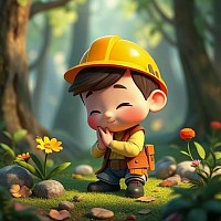 Engineer bowing before nature